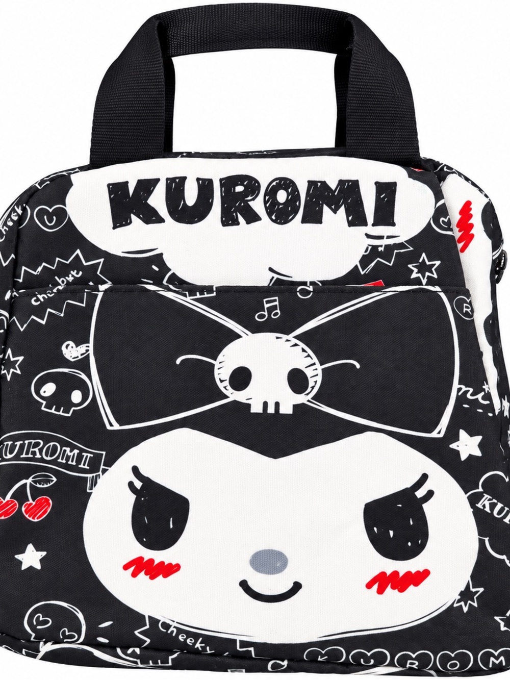 Kuromi Black White Red Insulated Lunch Bag Mini Tote Kawaii
